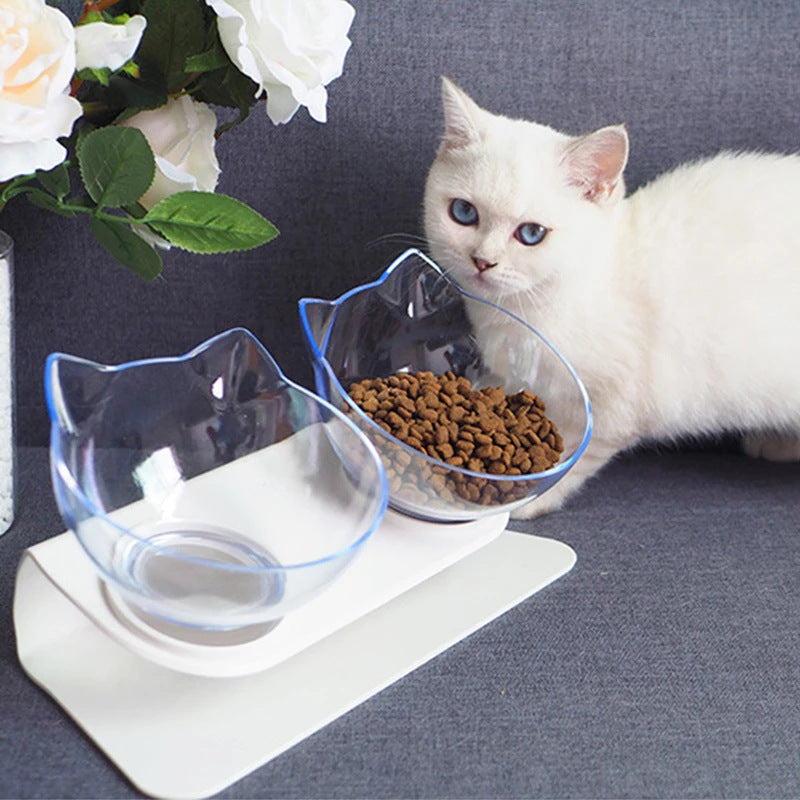 Double Cat Bowl – Comfortable Eating with Tilted Design