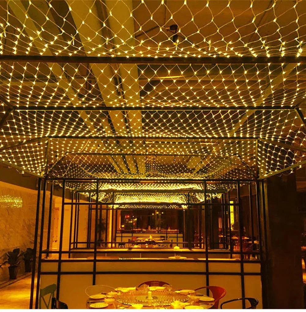 Net Mesh Led Lights 1.5M/2M/3M LED String Christmas Fairy Curtain Garland Outdoor Waterproof For Party Garden Wedding Decoration
