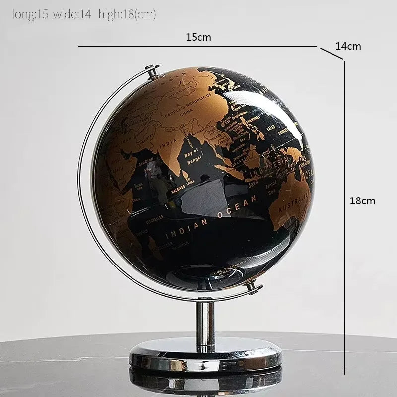 Creative metal rotating globe artwork, suitable for children classroom education learning living room office desktop decoration
