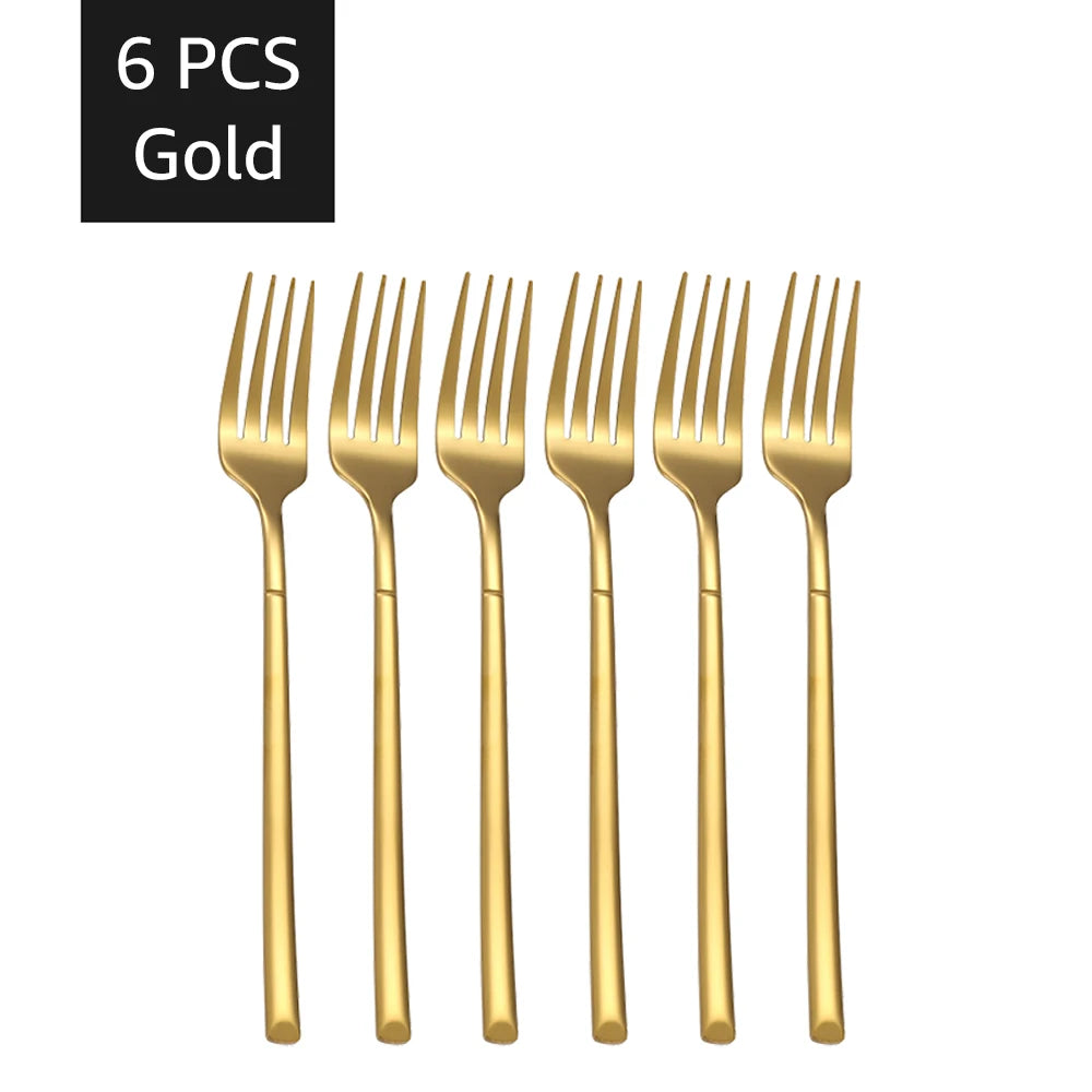 30PCS Gold Tableware Sets Stainless Steel Cutlery Knife Tea Fork Coffee Spoon Flatware Dishwasher Safe Dinner Kitchen Dinnerware