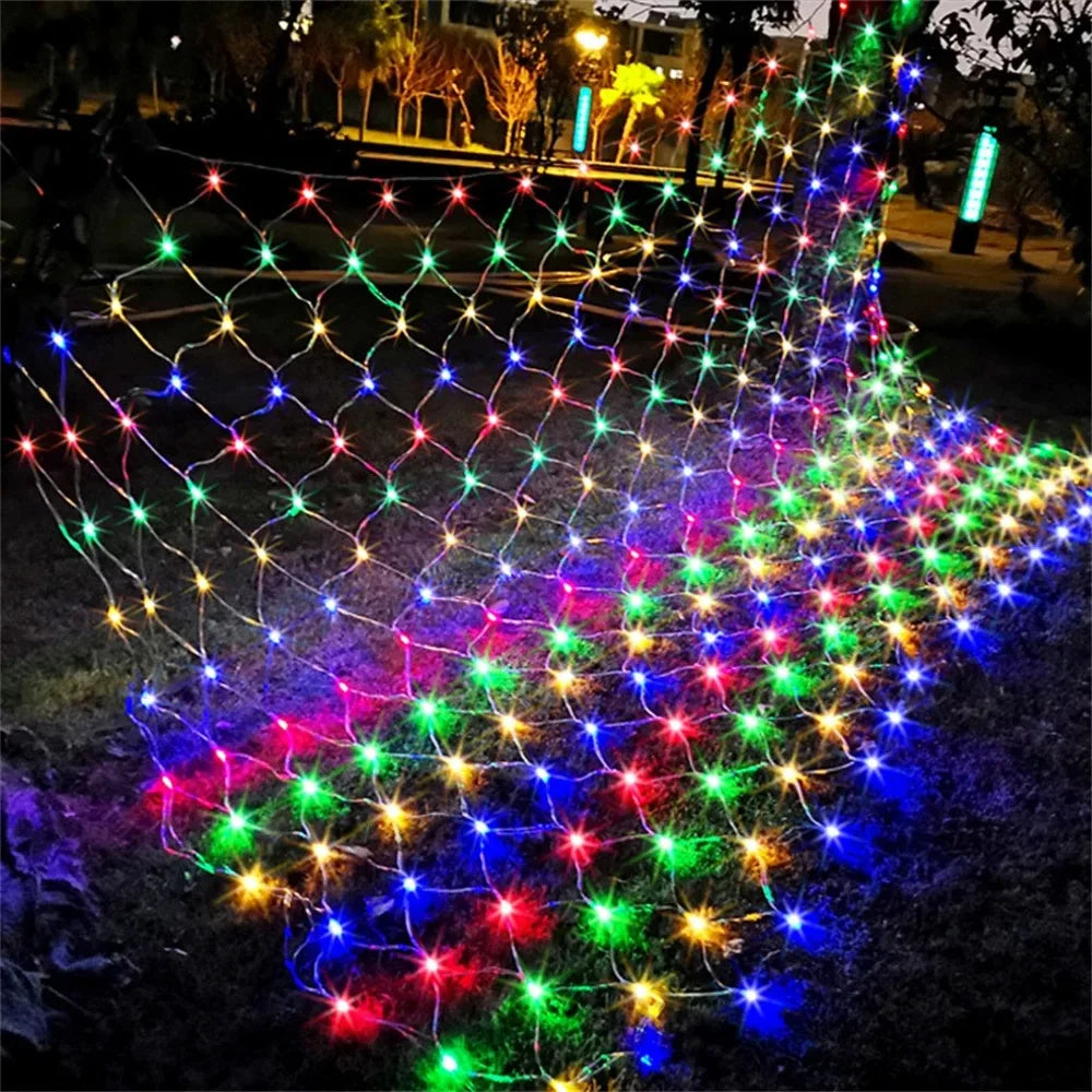 Net Mesh Led Lights 1.5M/2M/3M LED String Christmas Fairy Curtain Garland Outdoor Waterproof For Party Garden Wedding Decoration