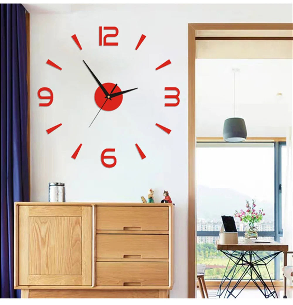 3D Luminous Wall Clock Frameless Acrylic DIY Digital Clock Wall Stickers Mute Clock for Living Room Bedroom Office Wall Decor