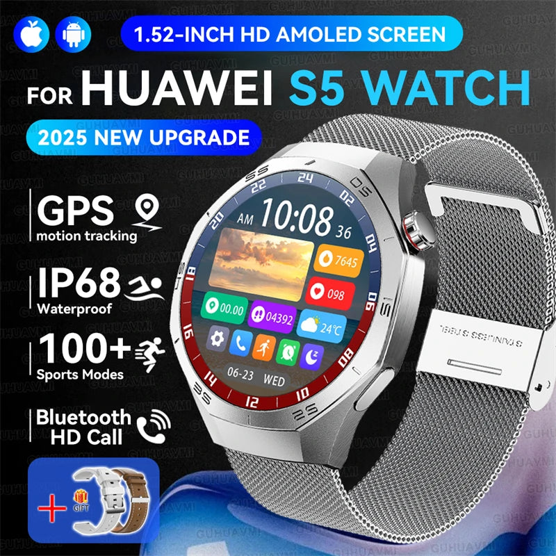2025New GUHUAVMI GT5 Pro Smart Watch Men HD AMOLED Screen GPS Motion trajectory HeartRate Bluetooth Call 1.52" SmartWatch IP68