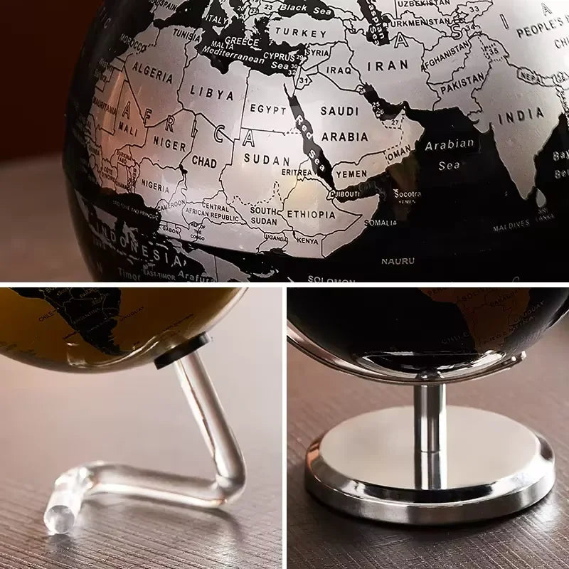 Creative metal rotating globe artwork, suitable for children classroom education learning living room office desktop decoration