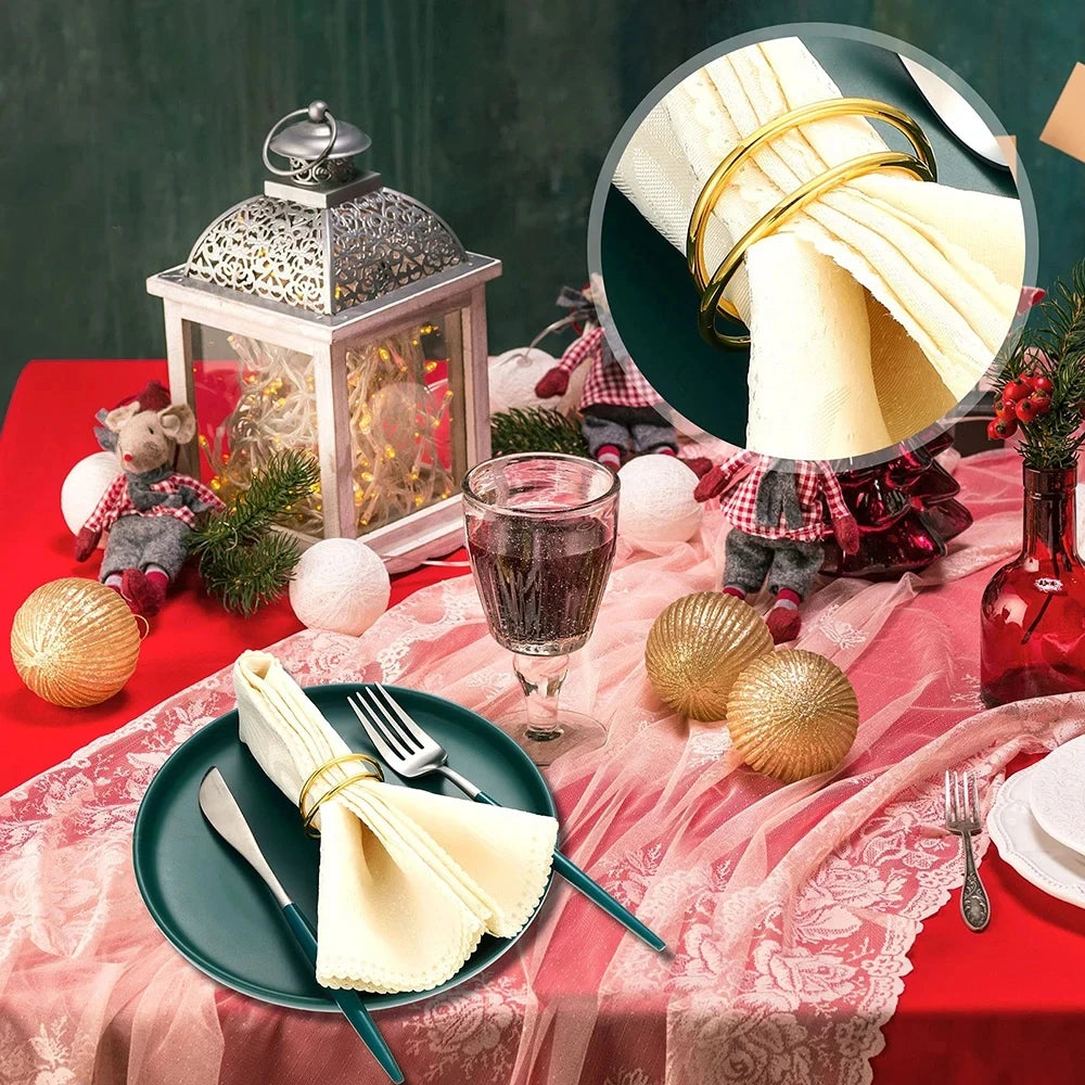 Exquisite Gold Napkin Ring Metal Napkin Rings for Wedding Party Dinner Hotel Table Decoration Napkins Holder