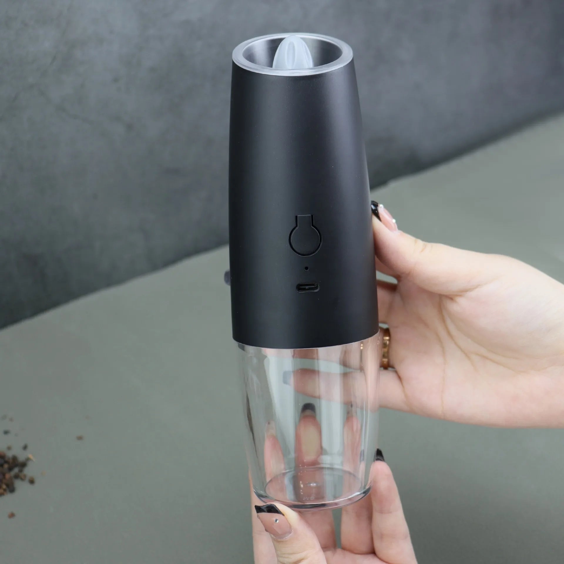 2PCElectric Pepper Grinder Salt And Pepper Grinder USB Rechargeable Adjustable Coarseness Spice Mill With LED Light Kitchen Tool