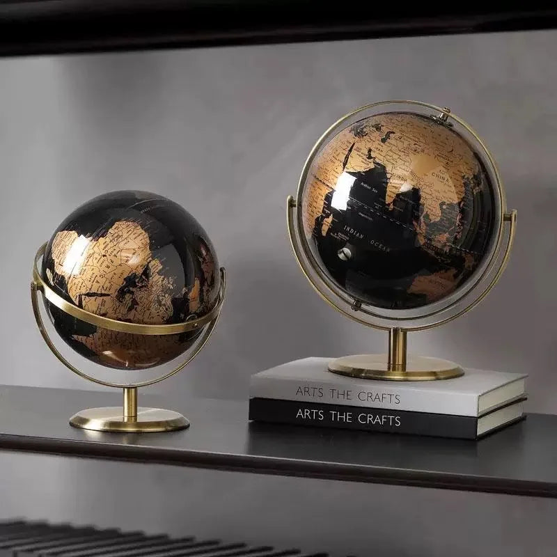 Creative metal rotating globe artwork, suitable for children classroom education learning living room office desktop decoration