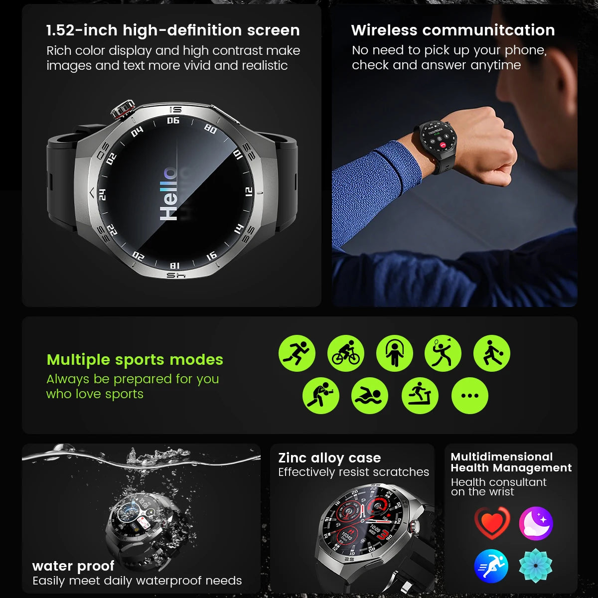 2025New GUHUAVMI GT5 Pro Smart Watch Men HD AMOLED Screen GPS Motion trajectory HeartRate Bluetooth Call 1.52" SmartWatch IP68