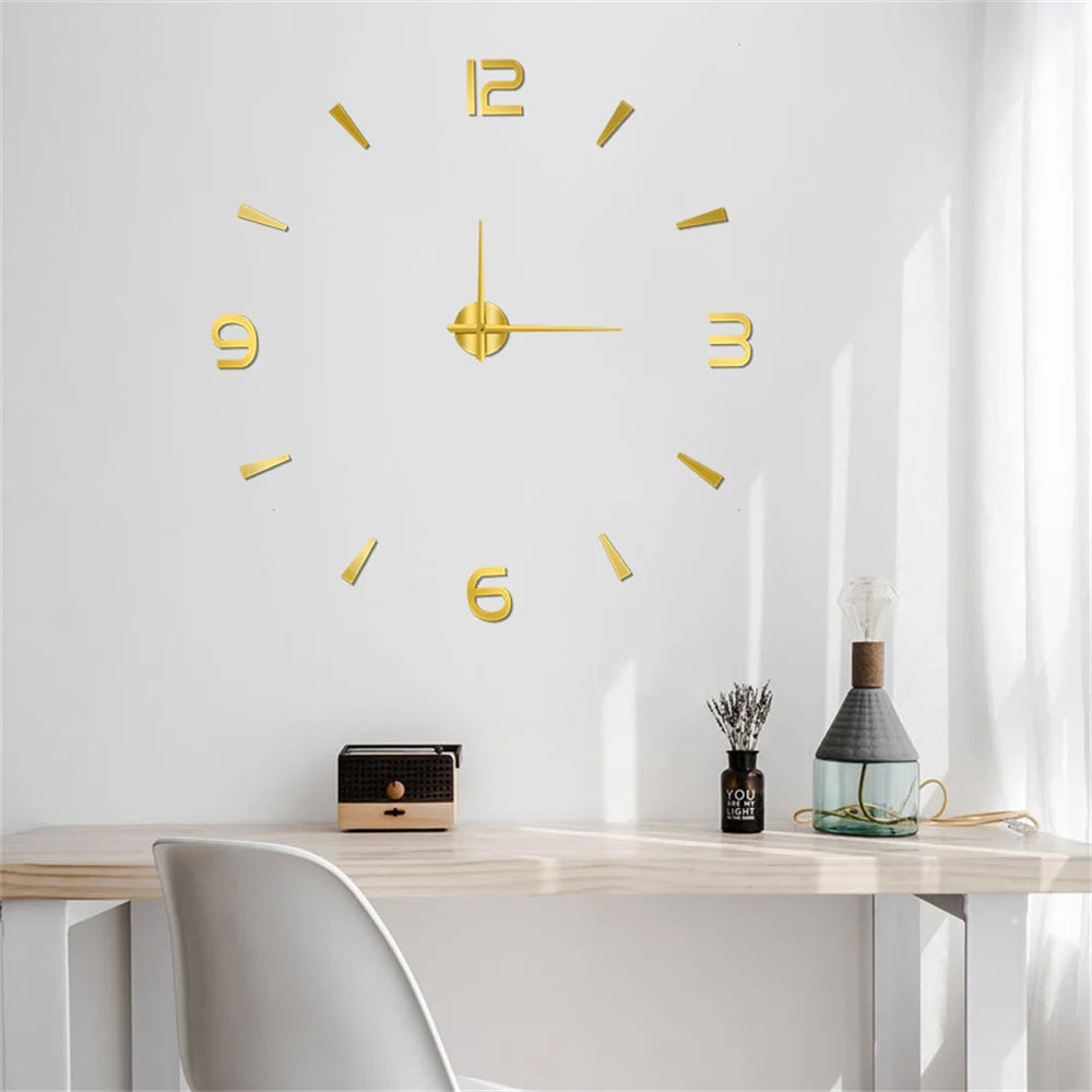 3D Luminous Wall Clock Frameless Acrylic DIY Digital Clock Wall Stickers Mute Clock for Living Room Bedroom Office Wall Decor