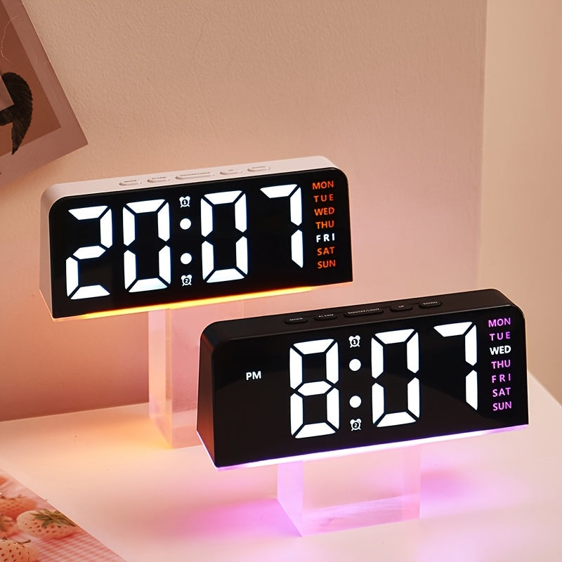 New Digital LED Alarm Clock Desktop Table Clock Night Light with Time Temperature Display Backlight Snooze Clock Modern Decor