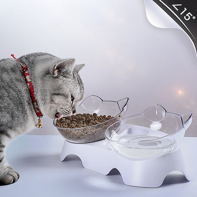 Double Cat Bowl – Comfortable Eating with Tilted Design