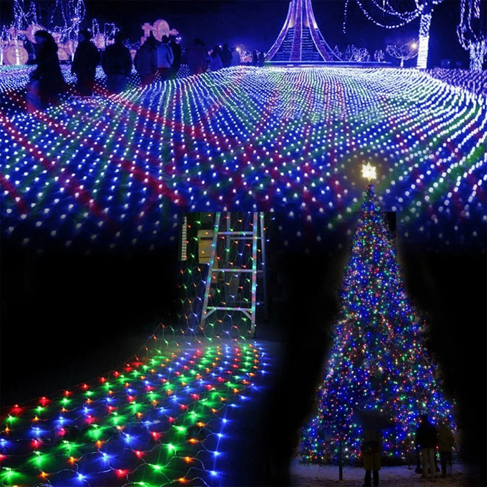 Net Mesh Led Lights 1.5M/2M/3M LED String Christmas Fairy Curtain Garland Outdoor Waterproof For Party Garden Wedding Decoration