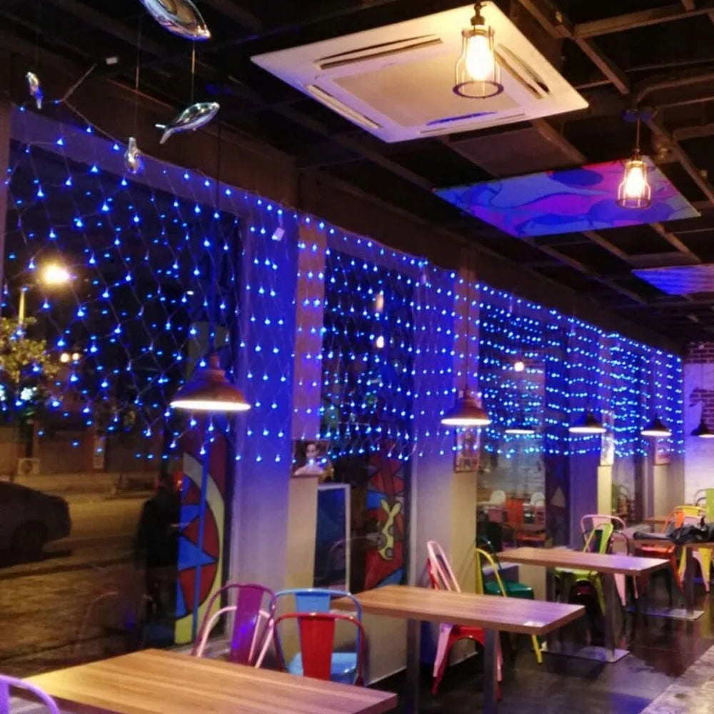 Net Mesh Led Lights 1.5M/2M/3M LED String Christmas Fairy Curtain Garland Outdoor Waterproof For Party Garden Wedding Decoration