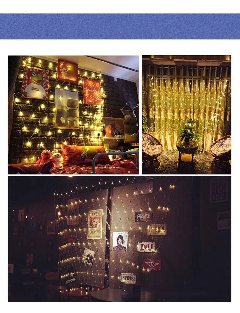 Net Mesh Led Lights 1.5M/2M/3M LED String Christmas Fairy Curtain Garland Outdoor Waterproof For Party Garden Wedding Decoration