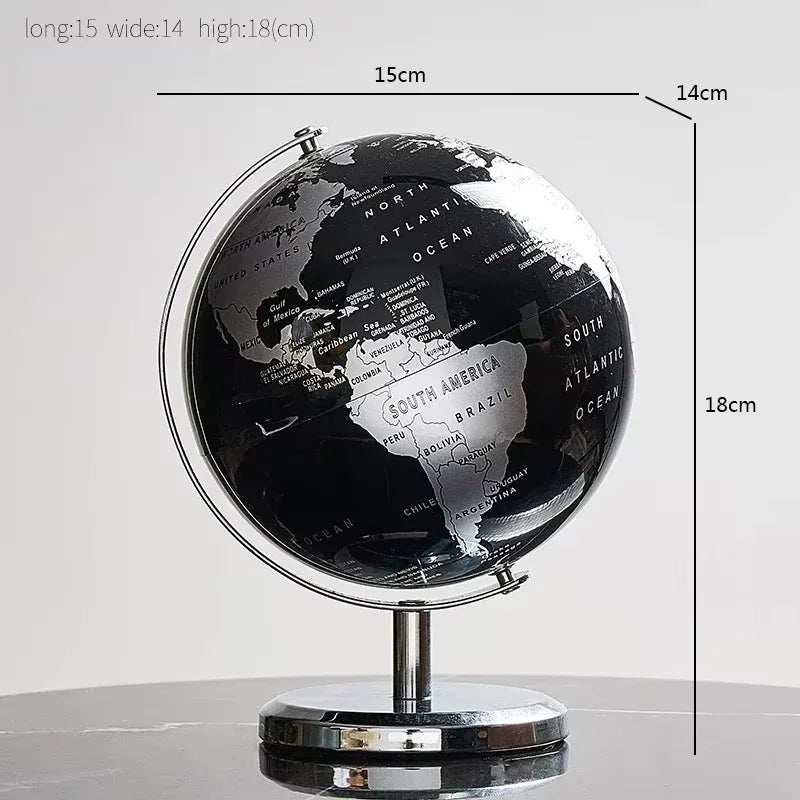 Creative metal rotating globe artwork, suitable for children classroom education learning living room office desktop decoration