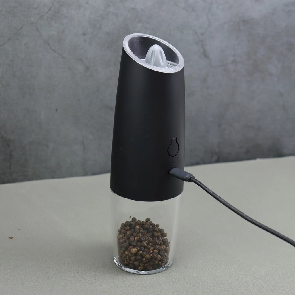 2PCElectric Pepper Grinder Salt And Pepper Grinder USB Rechargeable Adjustable Coarseness Spice Mill With LED Light Kitchen Tool