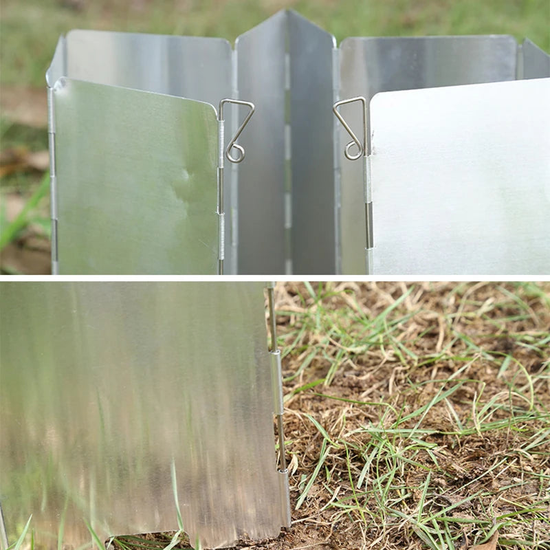 Outdoor Stove Wind Shield Camping Windscreen 9 Plates Foldable Gas Cookers Wind Deflectors Stove equipment Accessory tool