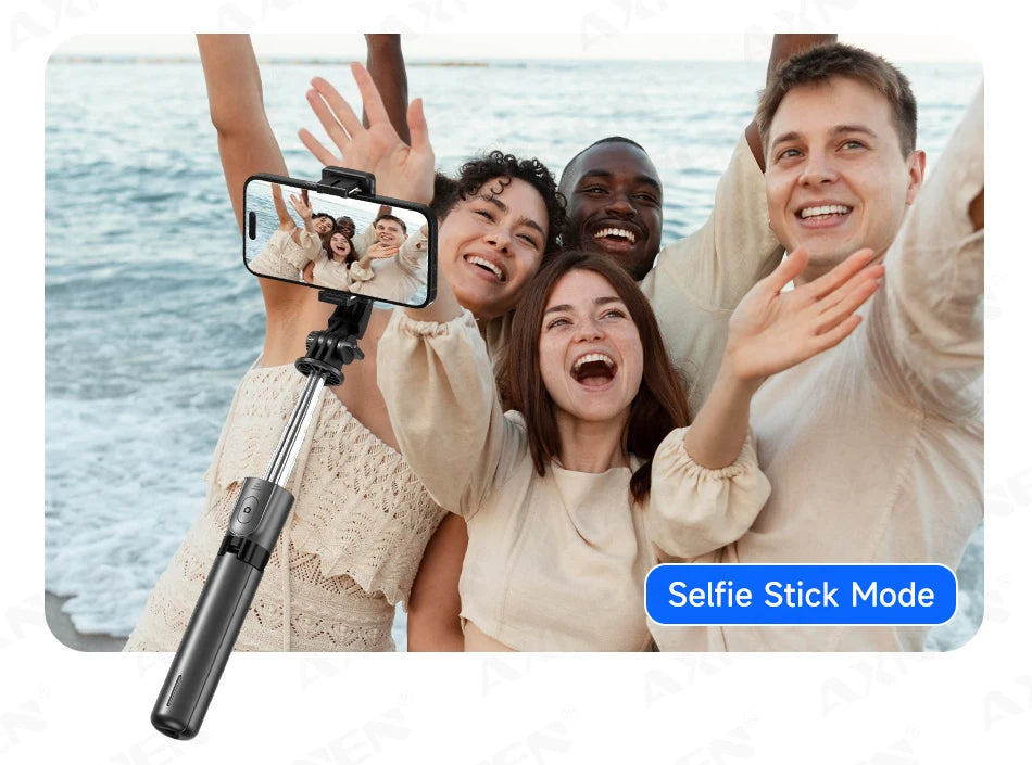 Selfie Stick Tripod with Detachable Bluetooth Remote, 360° Rotation,Extendable Pole, Fill Light Option, for iPhone Android Phone