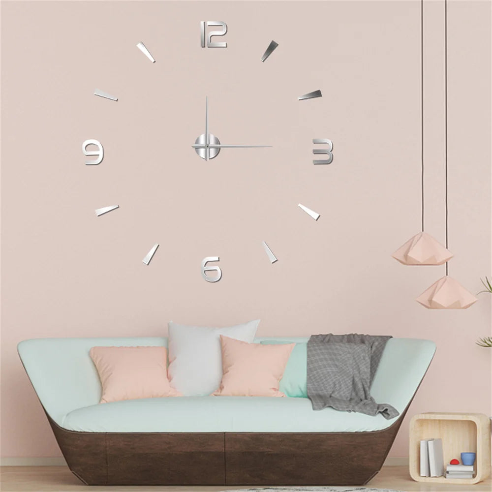 3D Luminous Wall Clock Frameless Acrylic DIY Digital Clock Wall Stickers Mute Clock for Living Room Bedroom Office Wall Decor