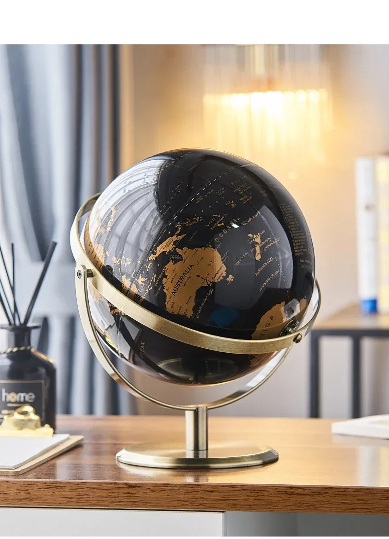 Creative metal rotating globe artwork, suitable for children classroom education learning living room office desktop decoration