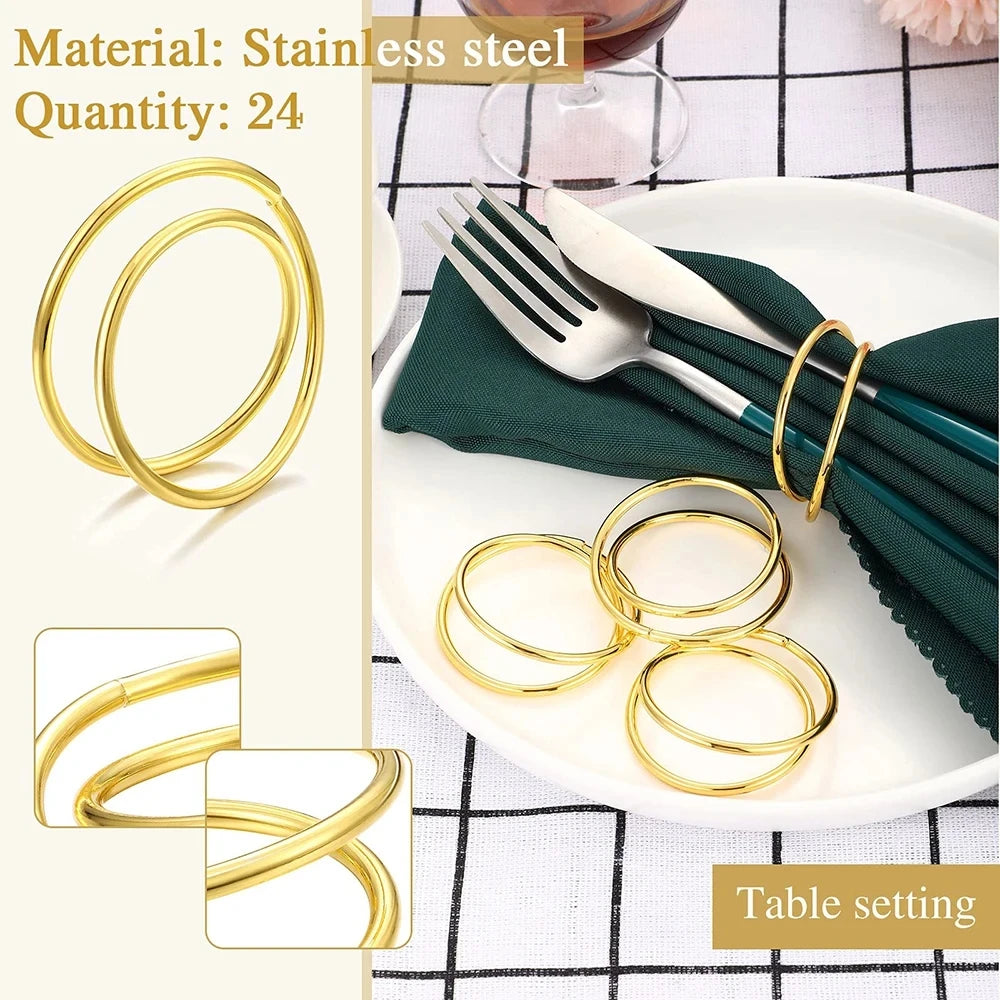 Exquisite Gold Napkin Ring Metal Napkin Rings for Wedding Party Dinner Hotel Table Decoration Napkins Holder