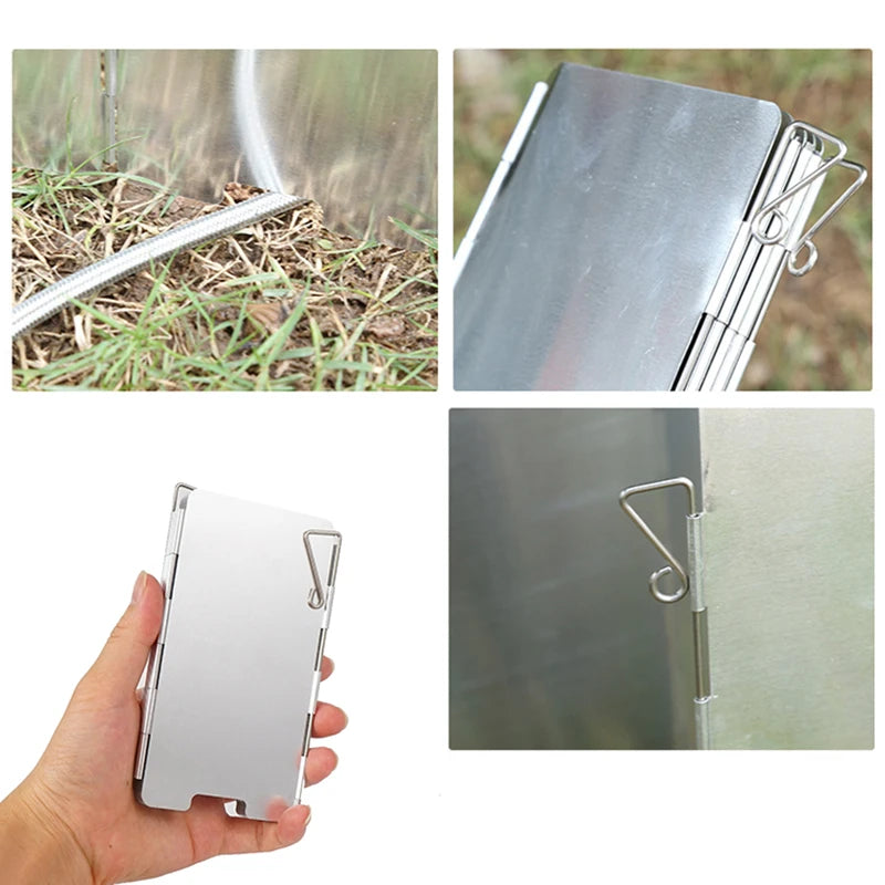 Outdoor Stove Wind Shield Camping Windscreen 9 Plates Foldable Gas Cookers Wind Deflectors Stove equipment Accessory tool