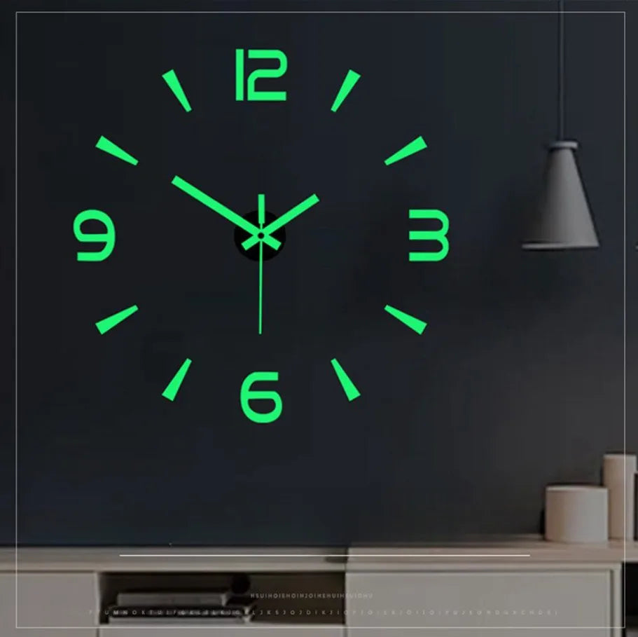 3D Luminous Wall Clock Frameless Acrylic DIY Digital Clock Wall Stickers Mute Clock for Living Room Bedroom Office Wall Decor