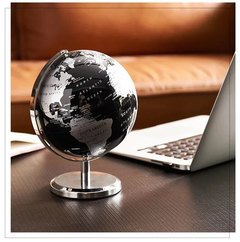Creative metal rotating globe artwork, suitable for children classroom education learning living room office desktop decoration