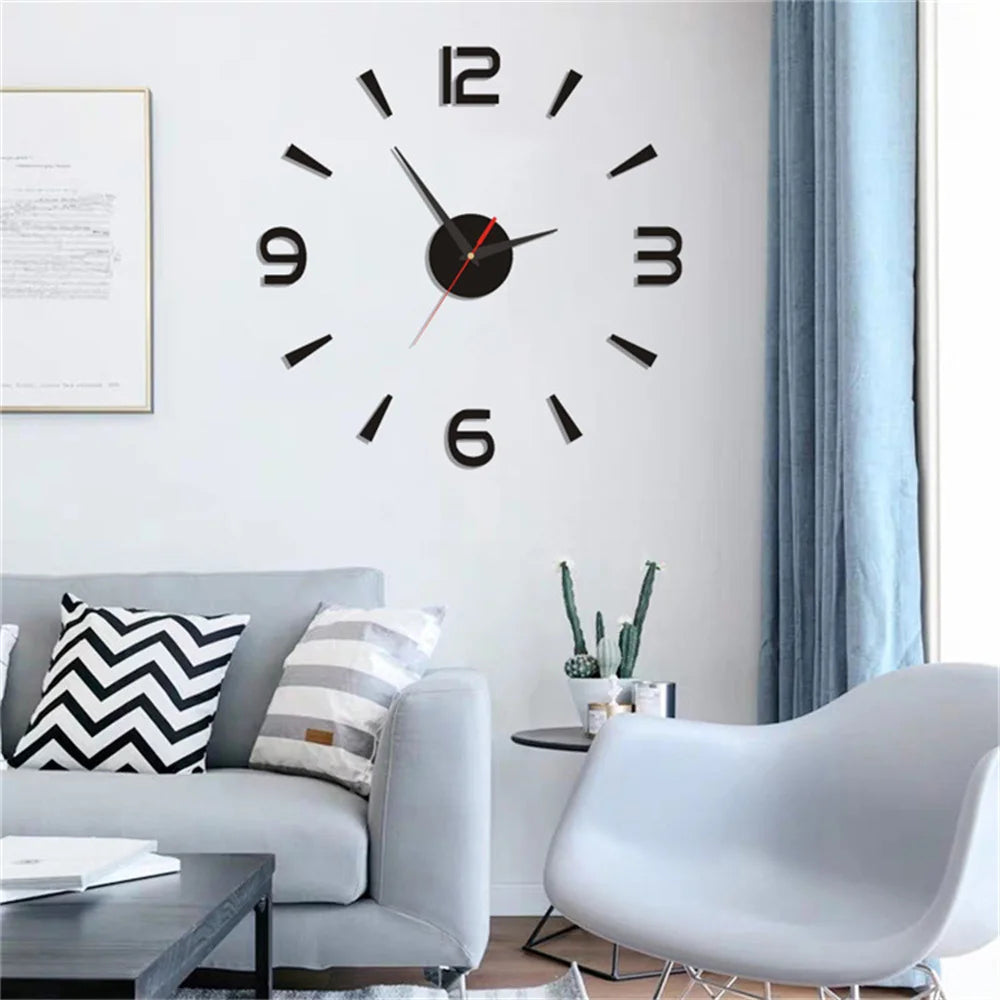 3D Luminous Wall Clock Frameless Acrylic DIY Digital Clock Wall Stickers Mute Clock for Living Room Bedroom Office Wall Decor