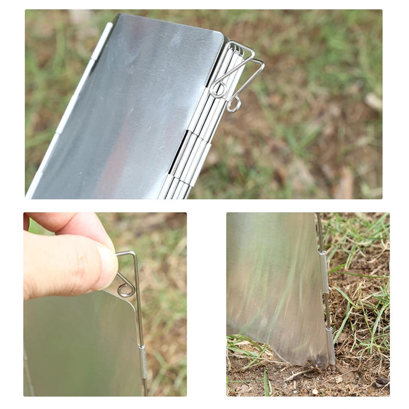 Outdoor Stove Wind Shield Camping Windscreen 9 Plates Foldable Gas Cookers Wind Deflectors Stove equipment Accessory tool
