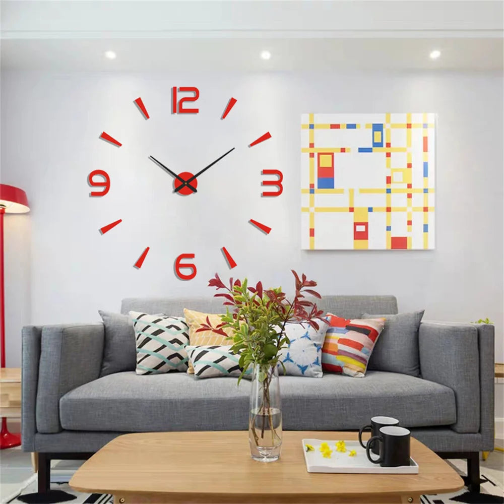 3D Luminous Wall Clock Frameless Acrylic DIY Digital Clock Wall Stickers Mute Clock for Living Room Bedroom Office Wall Decor