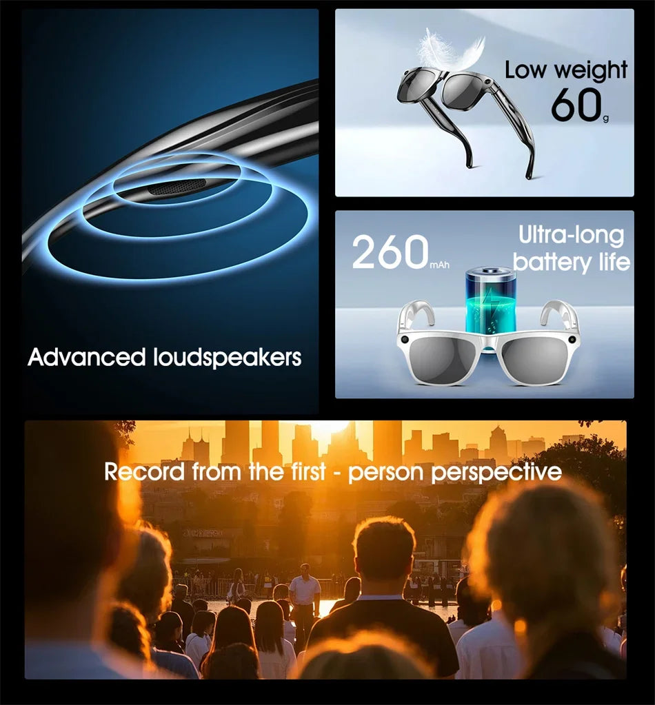 Xiaomi 4K HD AI Smart Glasses Chat GPT 100MP Camera Bluetooth Call 260Mah Battery Voice Assistant  Control Smart Glasses 2025