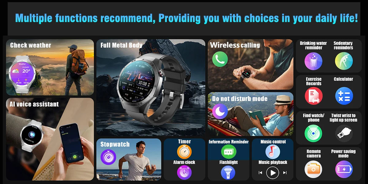 2025New GUHUAVMI GT5 Pro Smart Watch Men HD AMOLED Screen GPS Motion trajectory HeartRate Bluetooth Call 1.52" SmartWatch IP68
