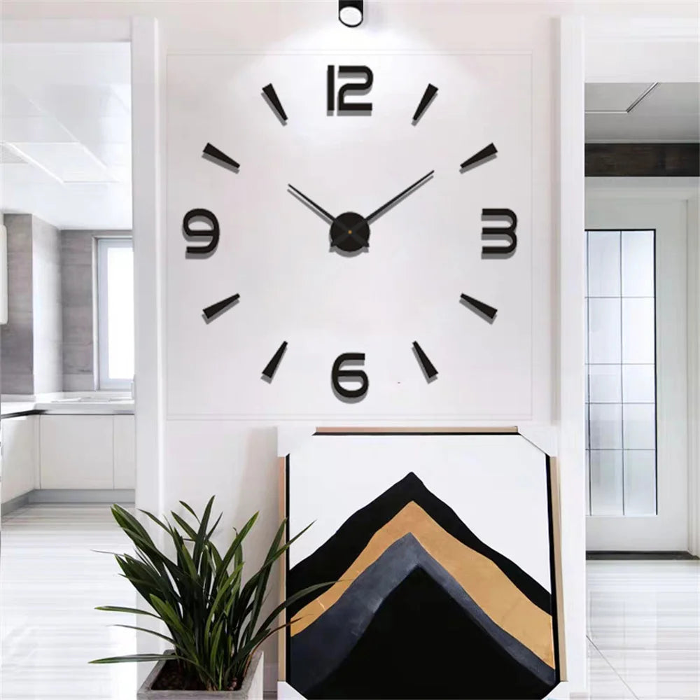 3D Luminous Wall Clock Frameless Acrylic DIY Digital Clock Wall Stickers Mute Clock for Living Room Bedroom Office Wall Decor