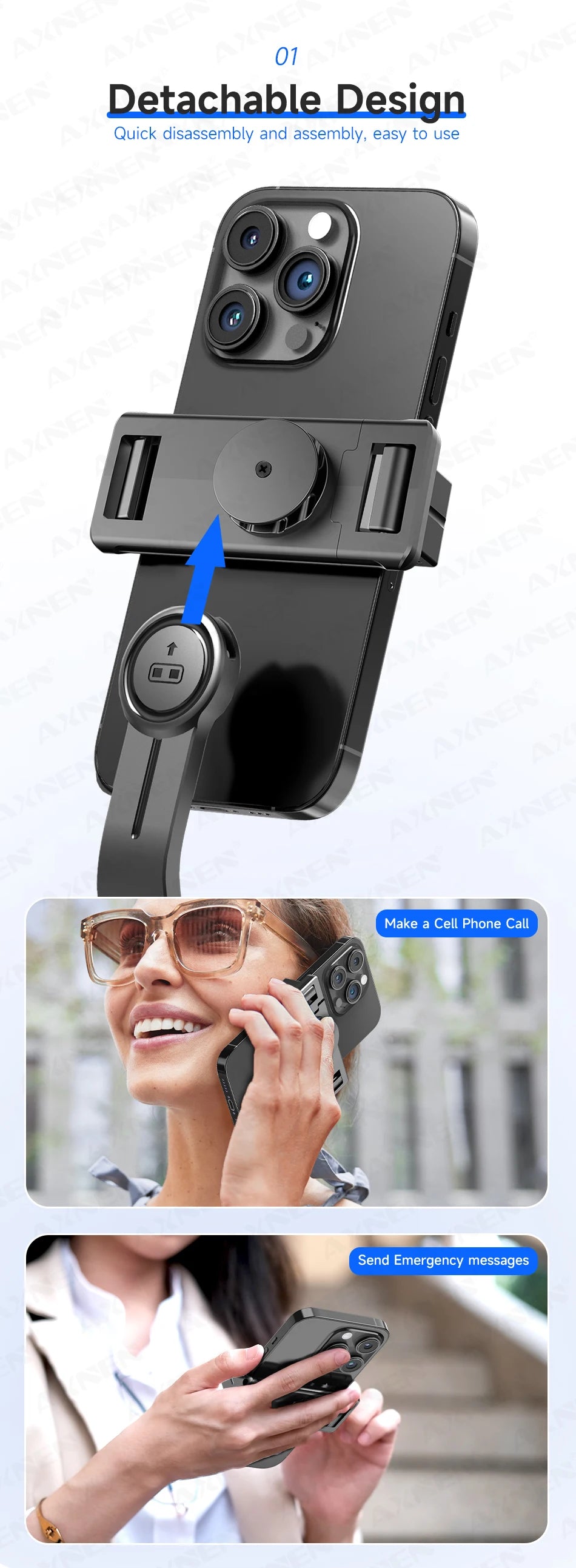 Selfie Stick Tripod with Detachable Bluetooth Remote, 360° Rotation,Extendable Pole, Fill Light Option, for iPhone Android Phone